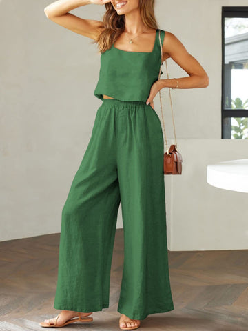 Square Neck Top and Wide Leg Pants Set - null - All Female Kind - Trendsi - Hoodies For All Kind - 100100545411850 - 100100545411850