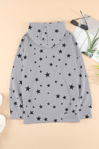 Star Print Drawstring Detail Hoodie - Star Print Drawstring Detail Hoodie - Hoodies For All Kind -  - All Female Kind - Trendsi - Hoodies For All Kind - 100101003989621 - 100101003989621