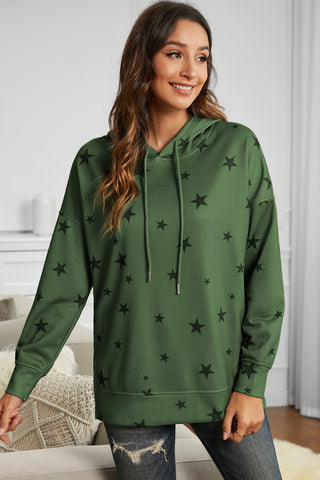 Star Print Drawstring Detail Hoodie - Star Print Drawstring Detail Hoodie - Hoodies For All Kind -  - All Female Kind - Trendsi - Hoodies For All Kind - 100101003989621 - 100101003989621