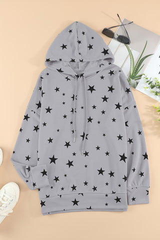 Star Print Drawstring Detail Hoodie - Star Print Drawstring Detail Hoodie - Hoodies For All Kind -  - All Female Kind - Trendsi - Hoodies For All Kind - 100101003989621 - 100101003989621