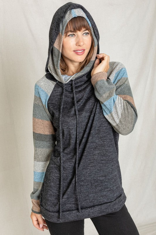 Stripe Sleeve Hoodie 2 Hoodies For All Kind