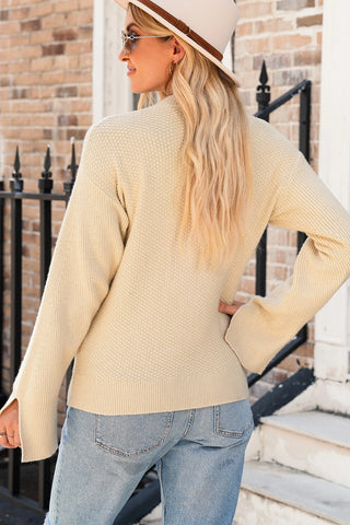 Textured Round Neck Long Sleeve Sweater - null - All Female Kind - Trendsi - Hoodies For All Kind - 100100900671823 - 100100900671823