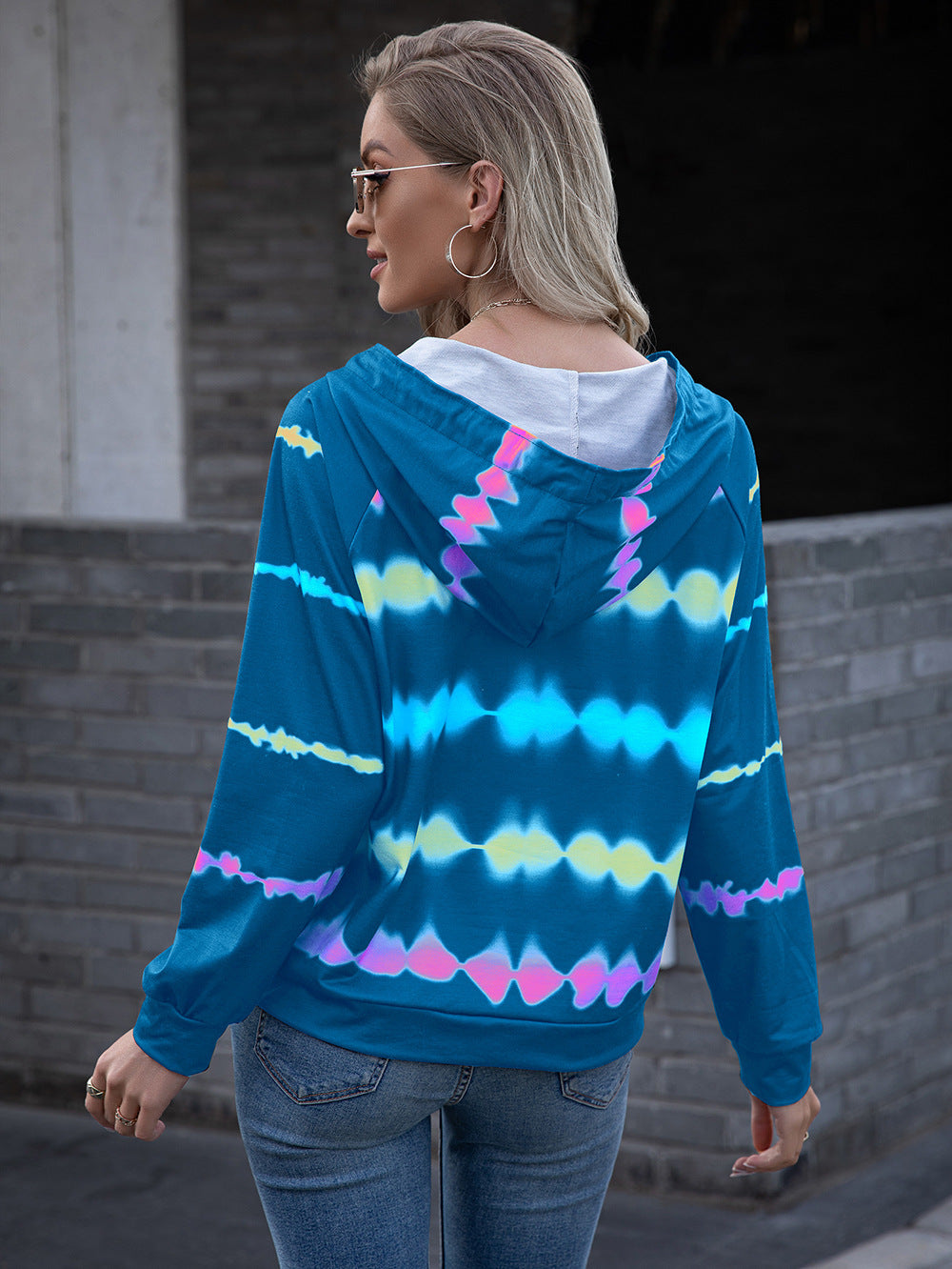 Tie Dye Raglan Sleeve Hoodie - Tie Dye Raglan Sleeve Hoodie - Hoodies For All Kind -  - All Female Kind - Trendsi - Hoodies For All Kind - 100100285275993 - 100100285275993