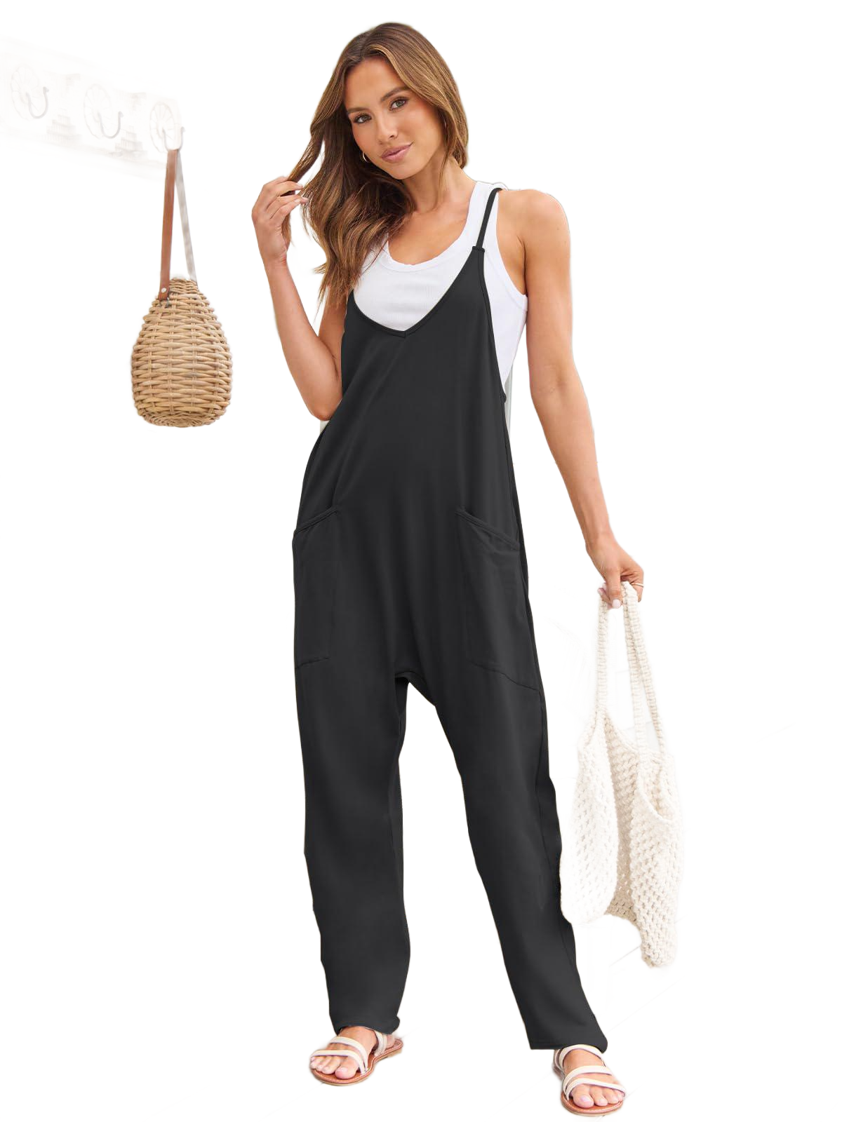 V-Neck Spaghetti Strap Jumpsuit