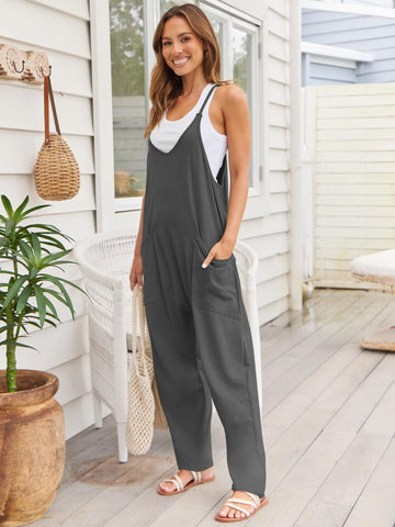 V-Neck Spaghetti Strap Jumpsuit - null - All Female Kind - Trendsi - Hoodies For All Kind - 100100256711372 - 100100256711372