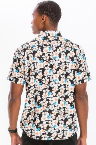 Men Print Hawaiian Button Down Shirt