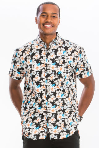 Men Print Hawaiian Button Down Shirt