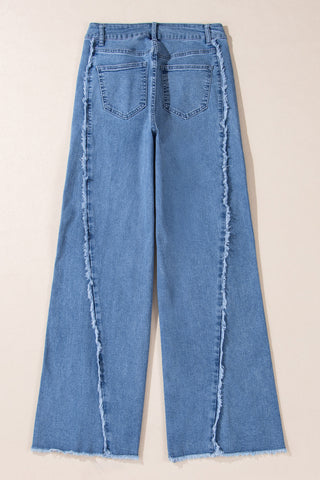 Raw Hem Wide Leg Jeans