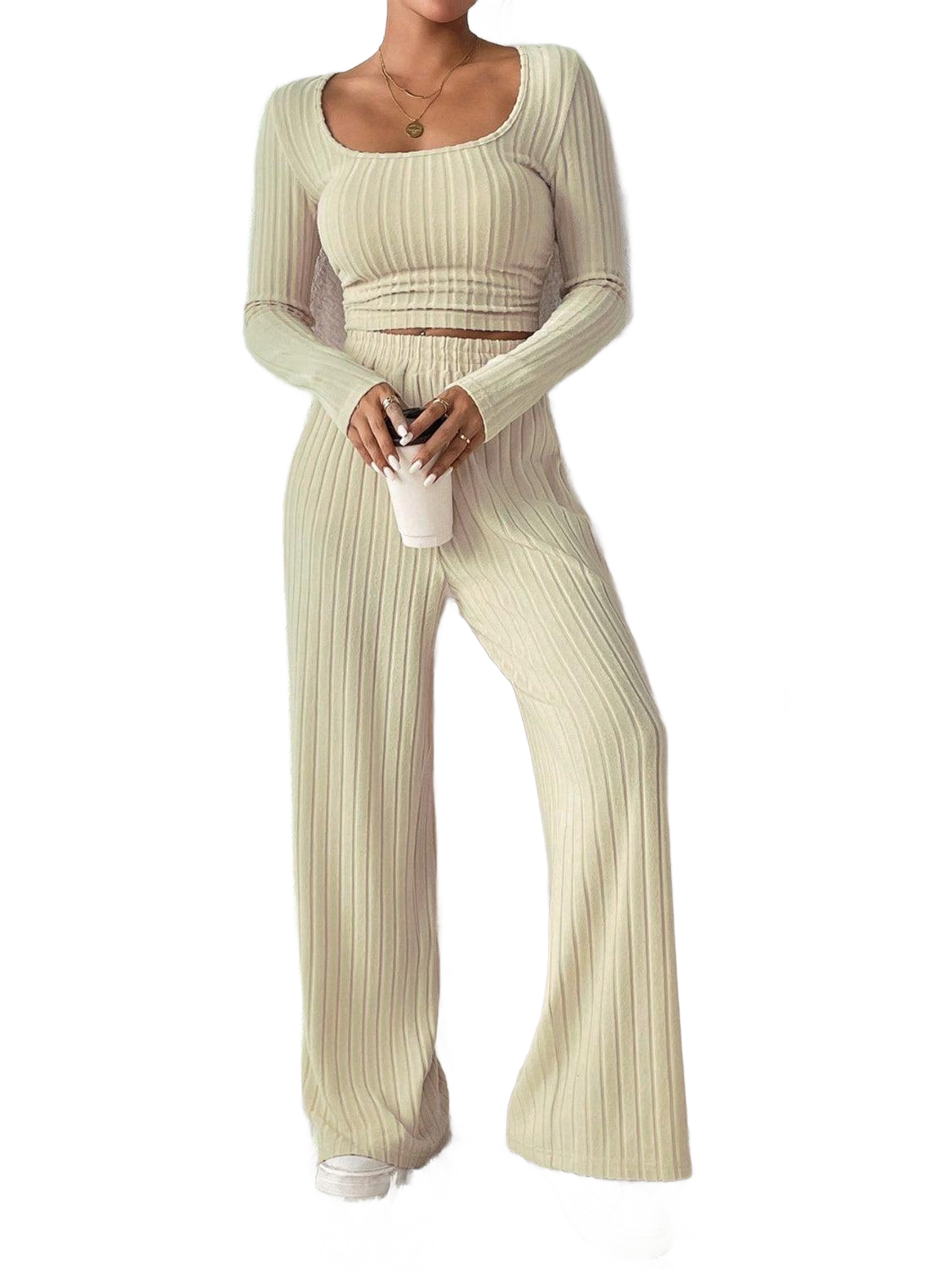 Scoop Neck Long Sleeve Top and Pants Set