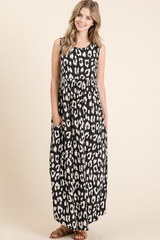 Leopard Maxi Dress with Pockets