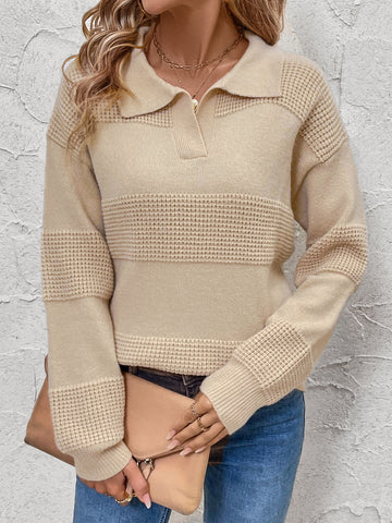 Johnny Collar Dropped Shoulder Sweater