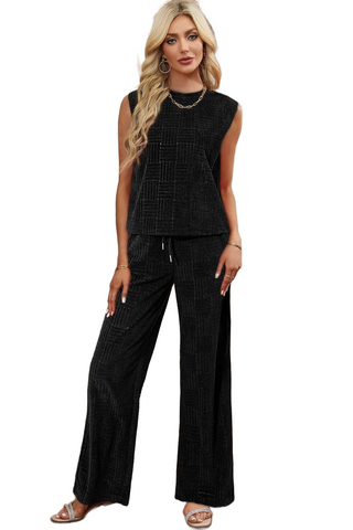 Round Neck Sleeveless Top and Pants Set