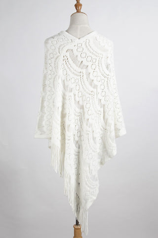 Fringe  Surplice Cape Sleeve Poncho