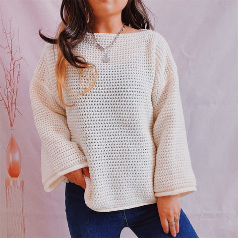 Boat Neck Long Sleeve Sweater