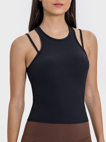 Cutout Round Neck Racer back Active Tank