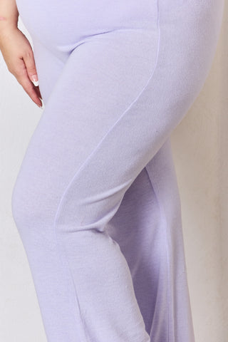 Full Size High Waist Ultra Soft Knit Flare Pants