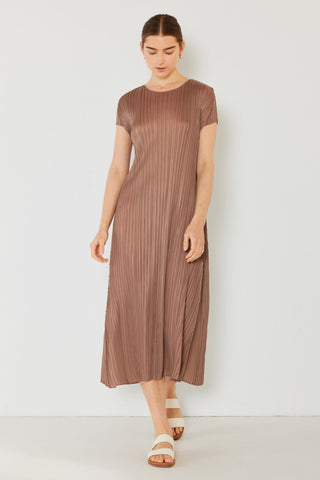 Swim Pleated Cap Sleeve A-Line Dress