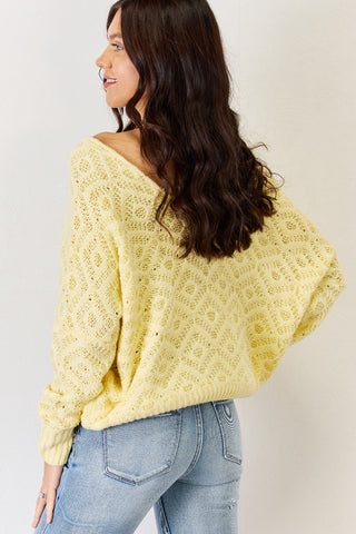 HAVE V-Neck Patterned Long Sleeve Sweater