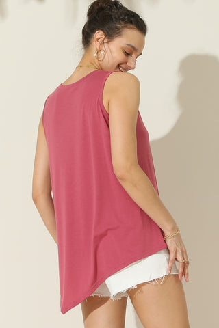 Nine xis Round Neck Button Side Tank