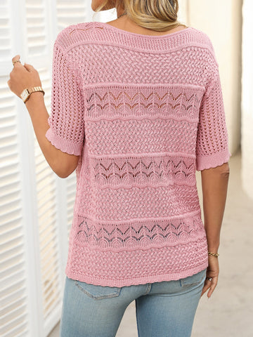 Round Neck Half Sleeve Knit Top