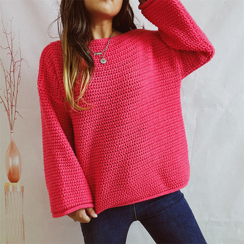 Boat Neck Long Sleeve Sweater