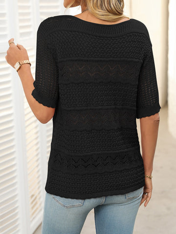 Round Neck Half Sleeve Knit Top