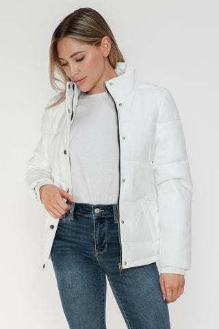 PMI Pocketed Zip Up Turtleneck Puffer Jacket