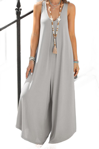 Pocketed Scoop Neck Wide Leg Jumpsuit