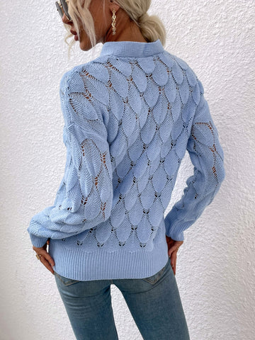 Cutout Dropped Shoulder Sweater