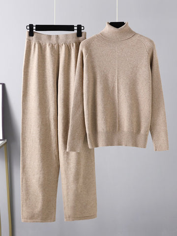 Basic Bea Turtleneck Raglan Sleeve Top and Pants Sweater Set