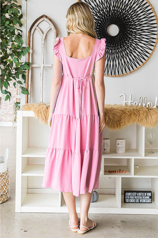 Ruffled Sleeveless Tiered Midi Dress