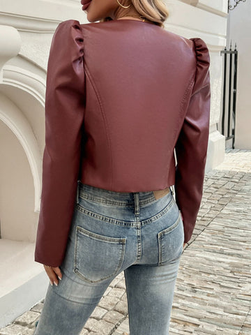 Open Front Puff Sleeve Jacket