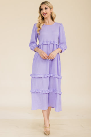 Full Size Tiered-Ruffle Midi Dress