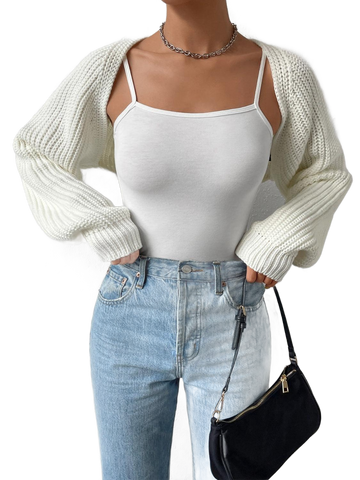 Open Front Long Sleeve Cropped Cardigan