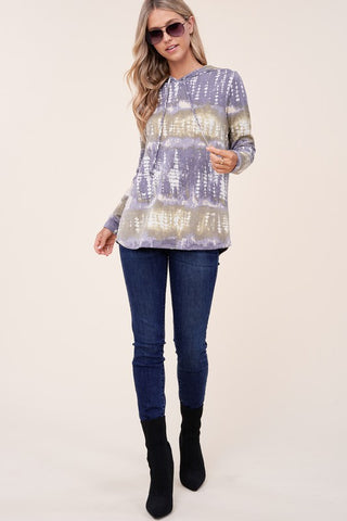 TERRY TIE DYE LONG HOODIE TOP