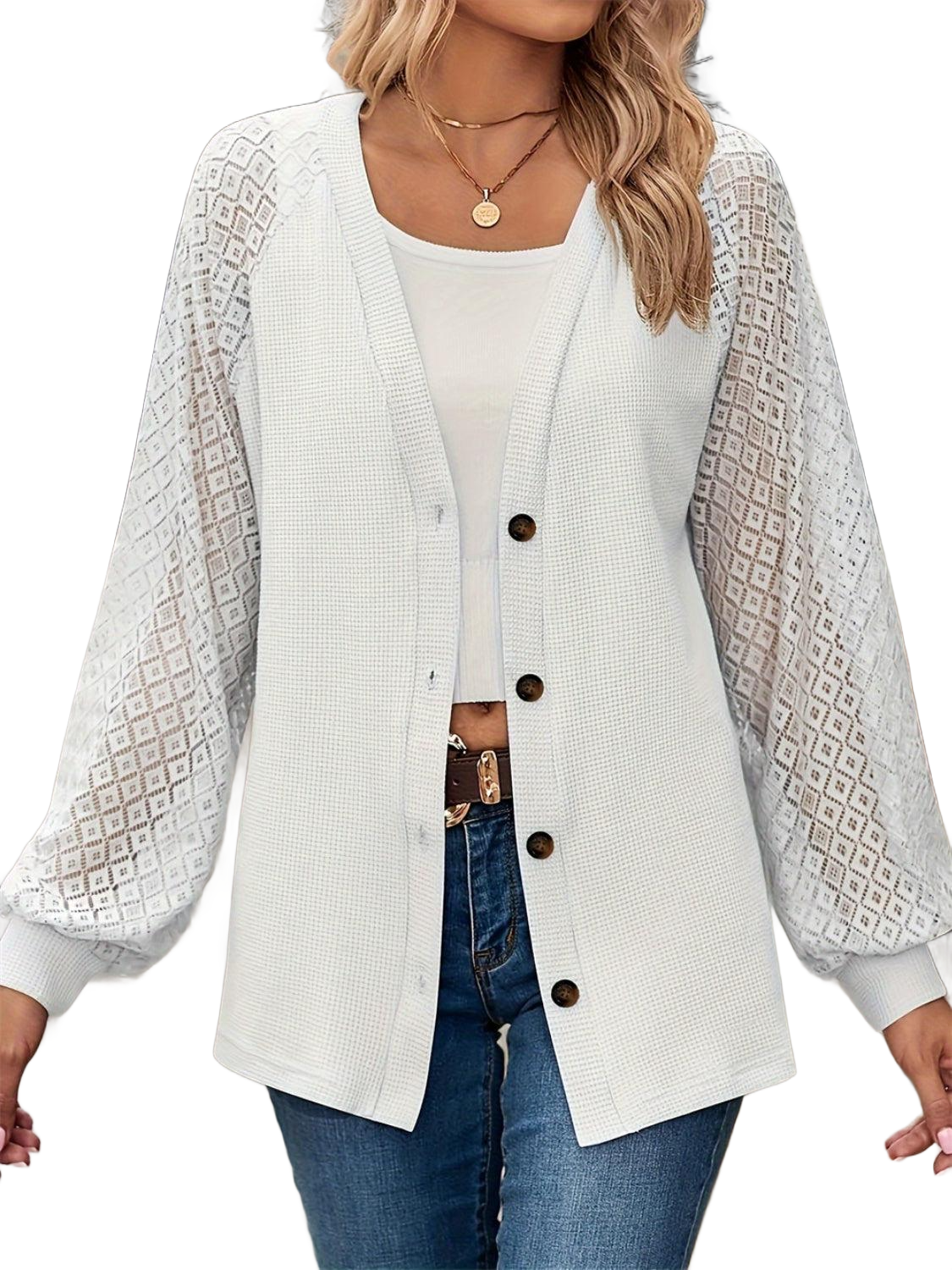 Button Up V-Neck Long Sleeve Outerwear