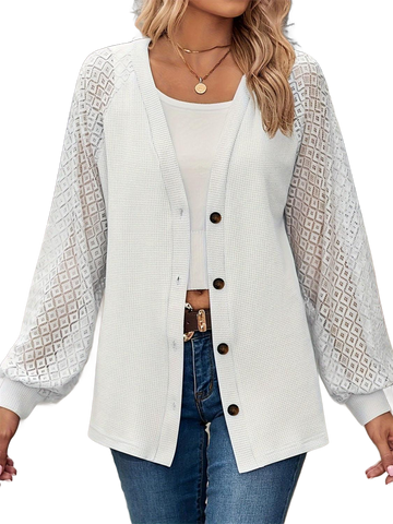 Button Up V-Neck Long Sleeve Outerwear