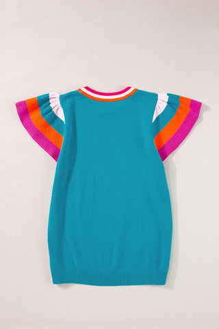 Color Block Round Neck Knit Top