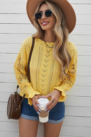 Lantern Sleeve Dropped Shoulder Sweater