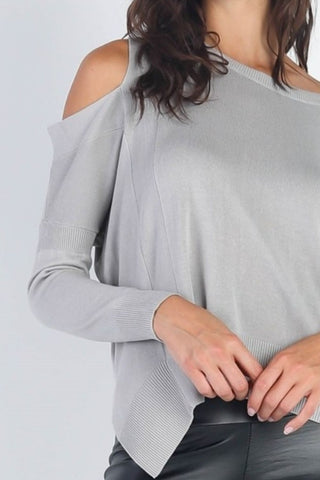 Cold Shoulder Long Sleeve Knit Top