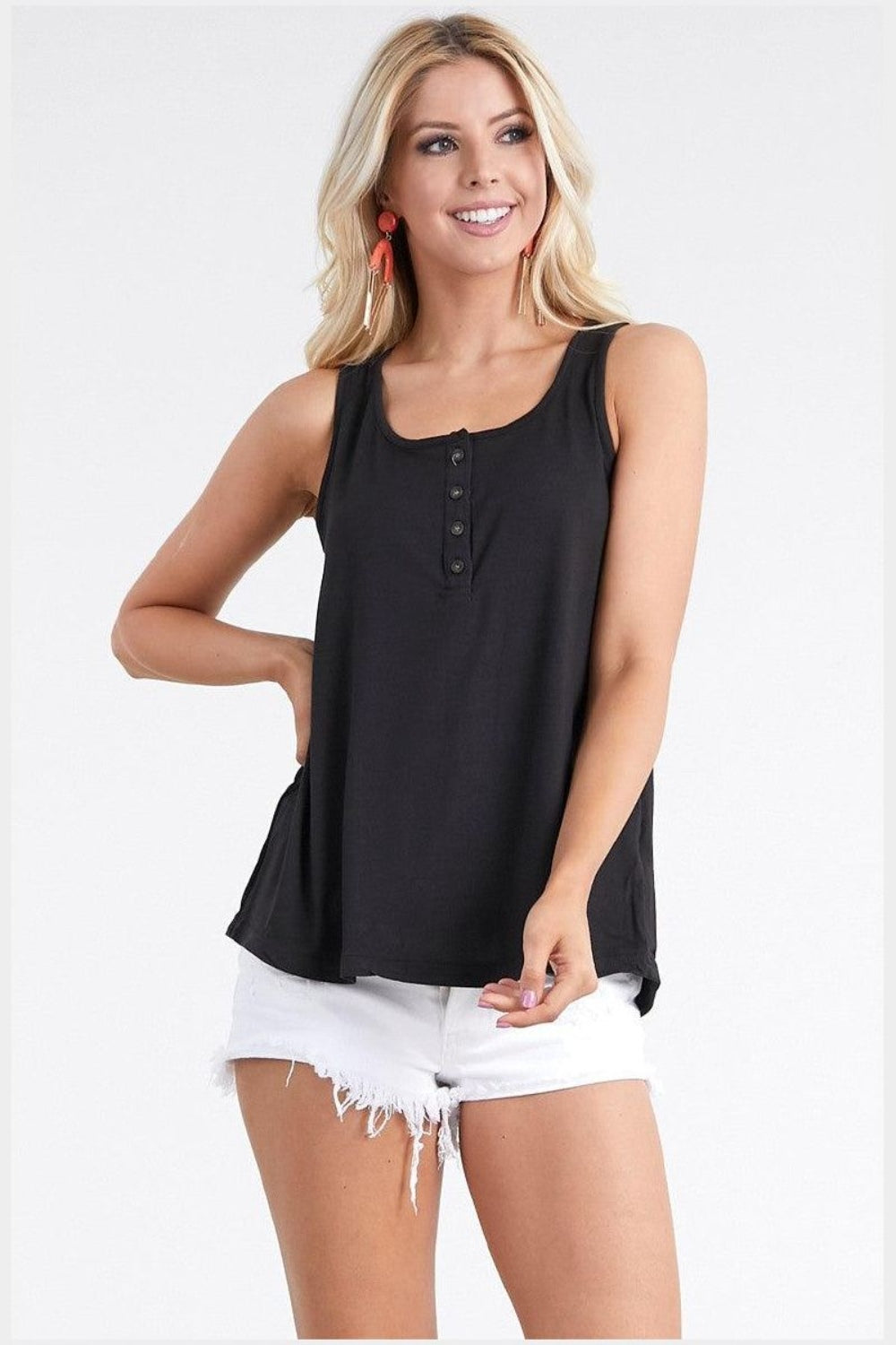 Nine xis Square Neck Half Button Tank