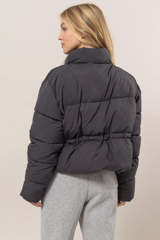 HAVE Quilted Back Drawstring Puffer Jacket