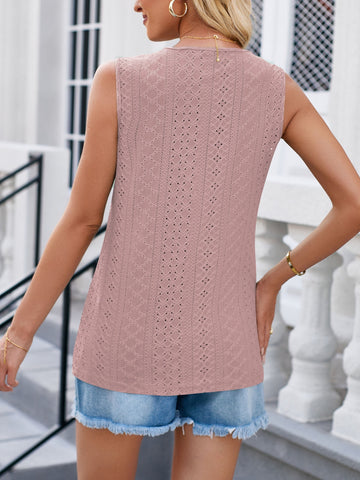 Eyelet V-Neck Tank