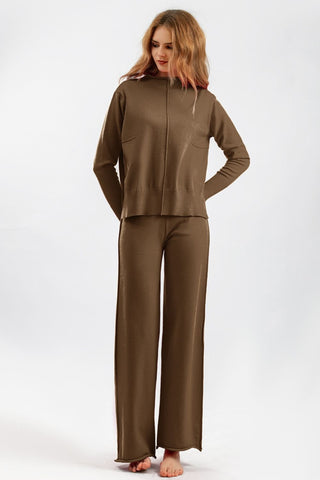 Basic Bea Mock Neck Long Sleeve Top and Pants Sweater Set