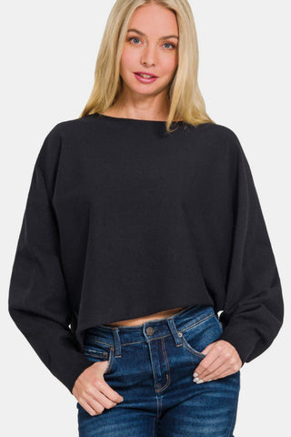 Banana Asymmetric Hem Long Sleeve Sweater