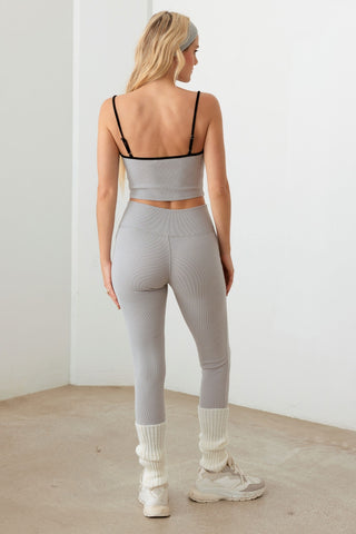 Ribbed Crop Came and High Waist Brushed Leggings Set