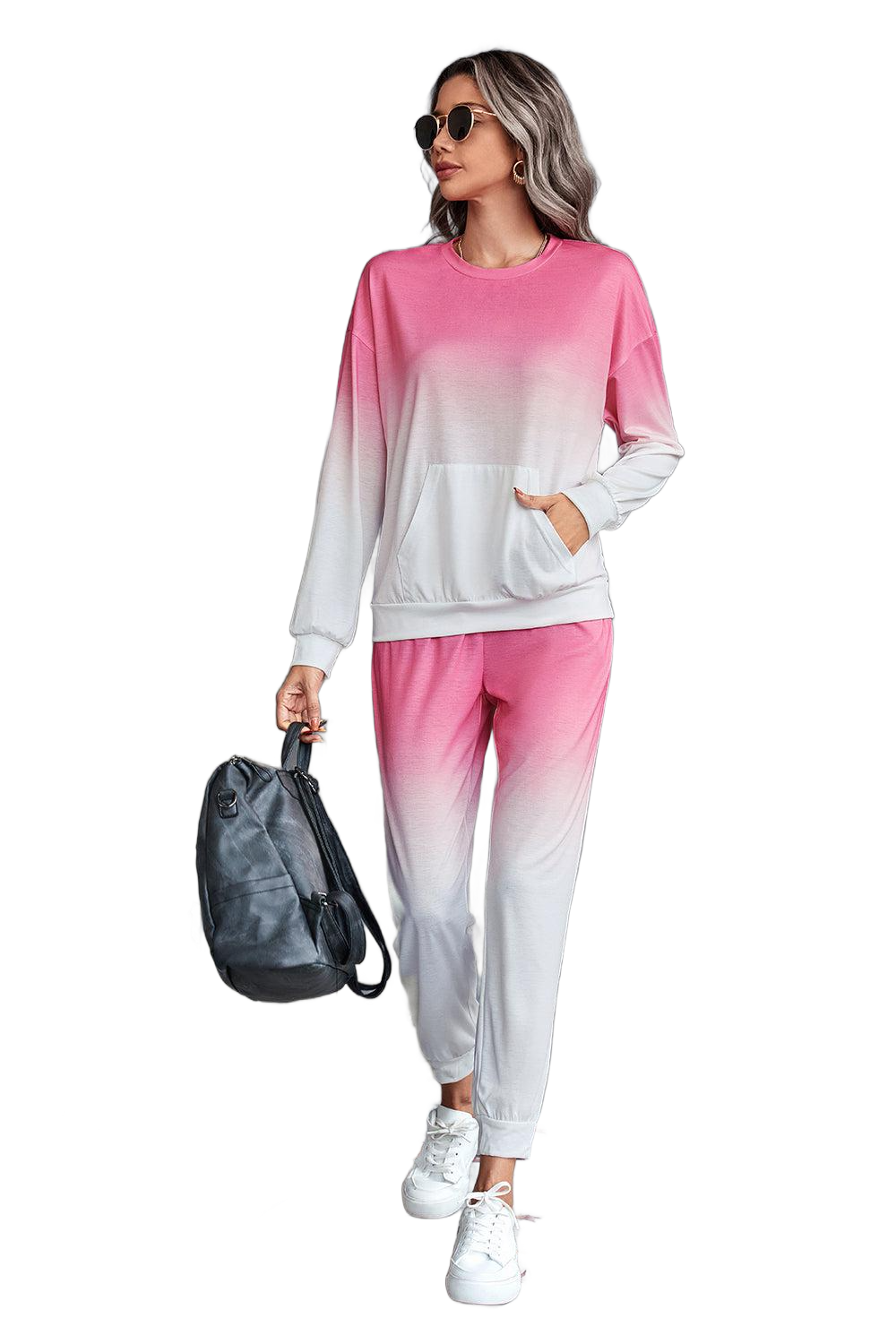 Gradient Round Neck Sweatshirt and Joggers Set