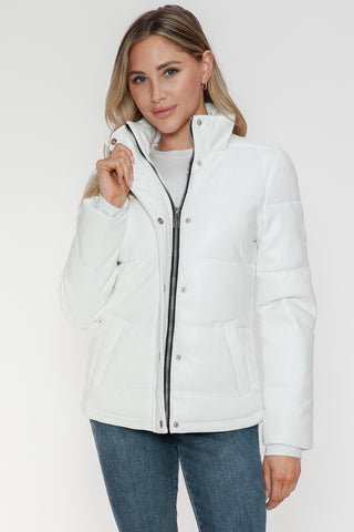 PMI Pocketed Zip Up Turtleneck Puffer Jacket