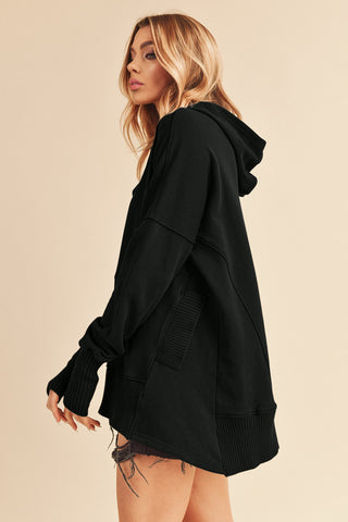 Semi+Co Half Snap Dropped Shoulder Hoodie