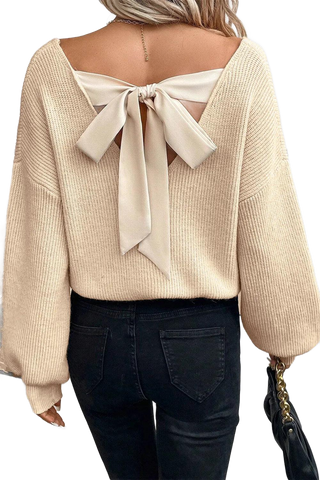 Tied V-Neck Long Sleeve Sweater